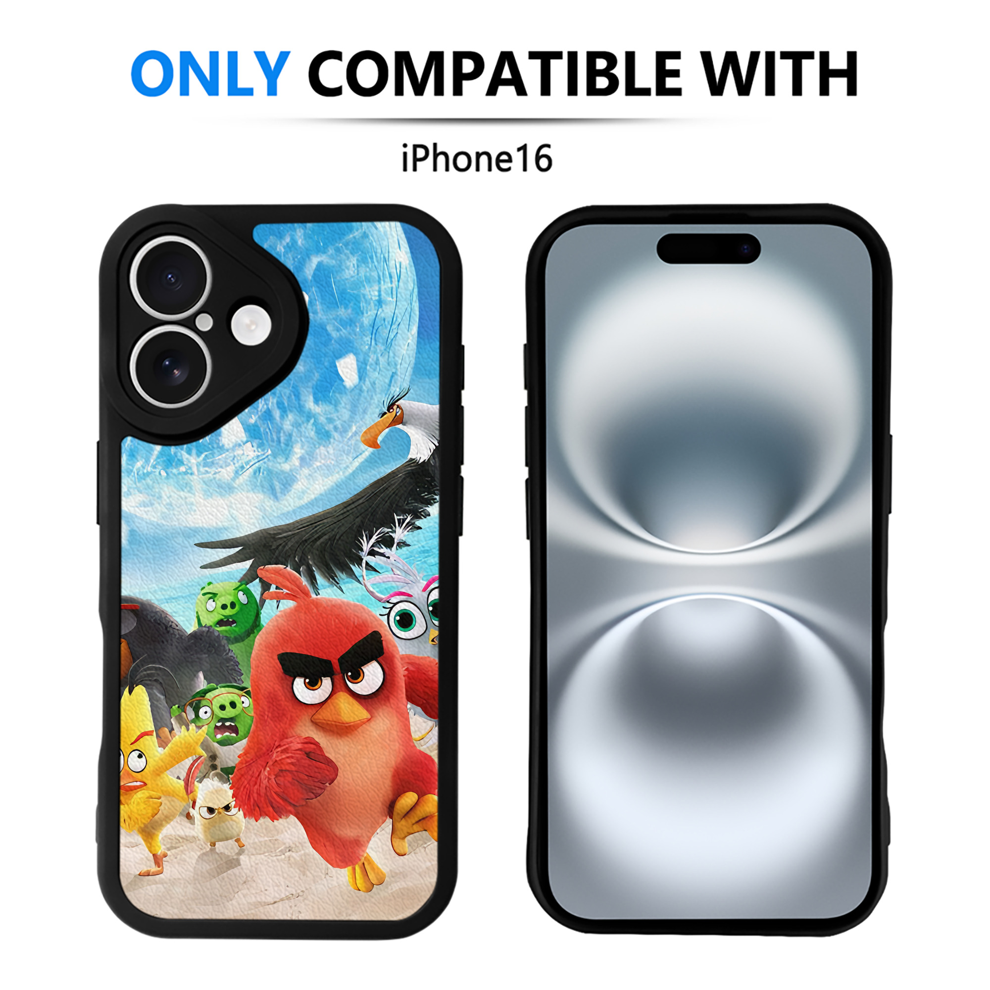 （画像用） Angry Birds アングリーバード 【iPhone 16シリーズ対応】シリコンスマホケース（レザー調） 材質：シリコン